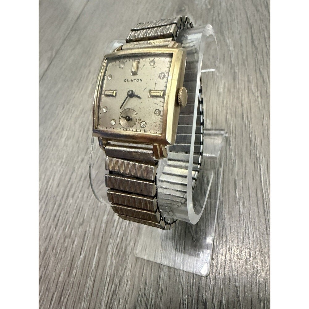 Vintage Clinton Tank Watch 30mm Mechanical Running